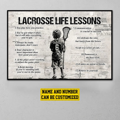Personalized Lacrosse Life Lessons Kid Poster / Canvas - Custom Gift For Lacrosse Lovers