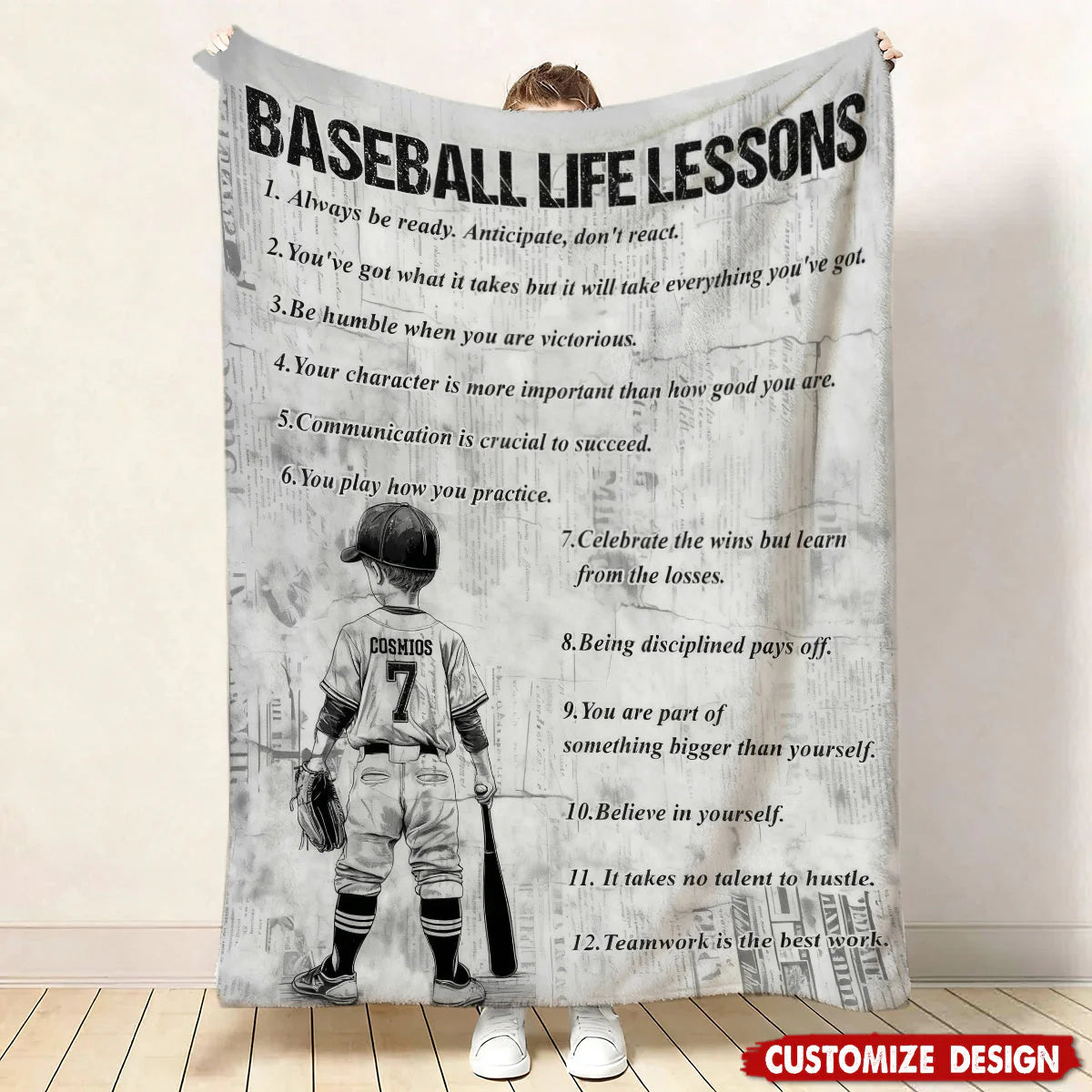 Baseball Life Lessons - Personalized Baseball Blanket