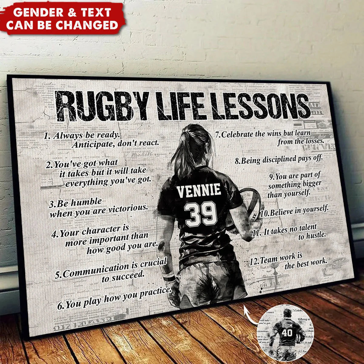 Rugby Life Lessons - Personalized Poster / Canvas