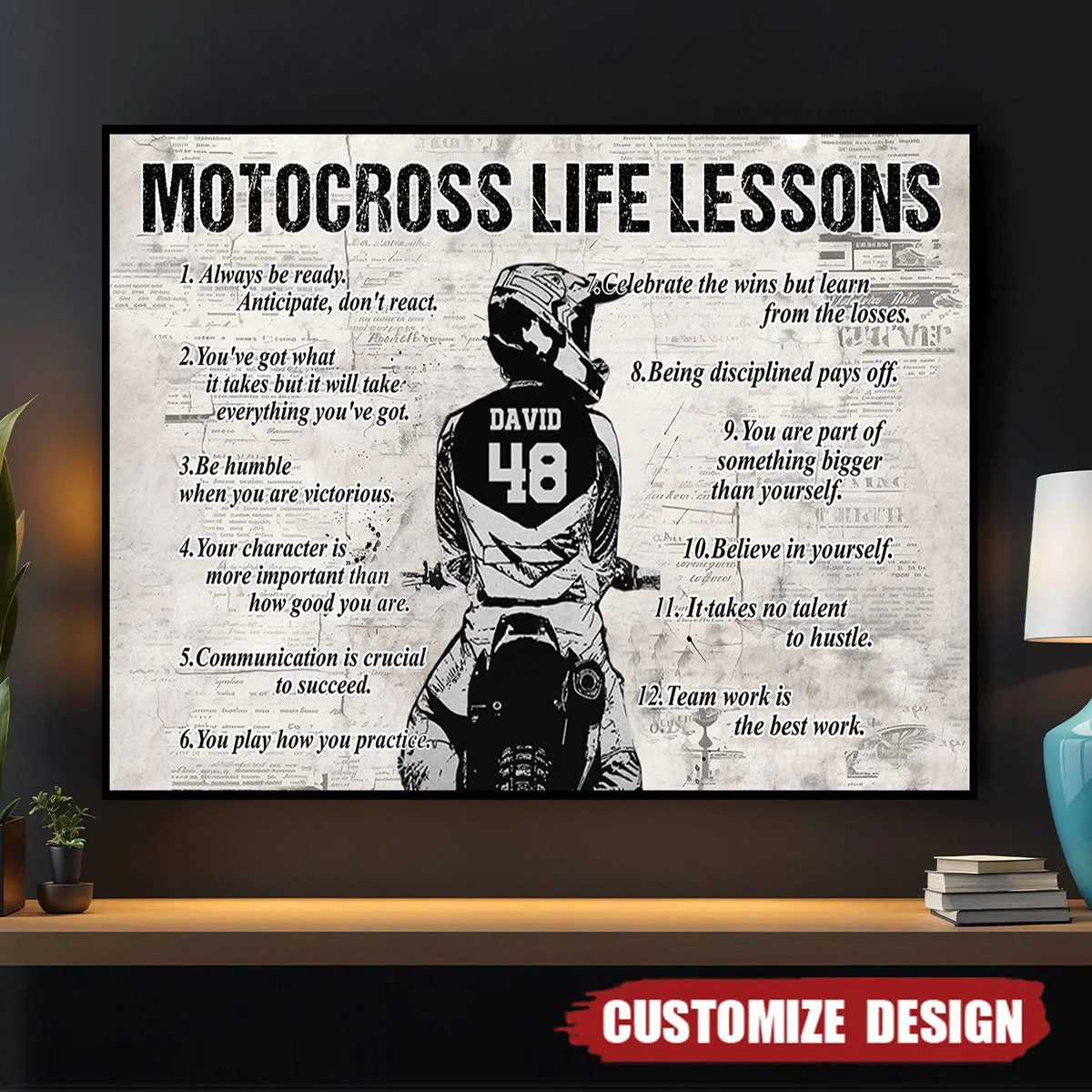Motocross Life Lessons Poster / Canvas - Personalized Custom Name Gift