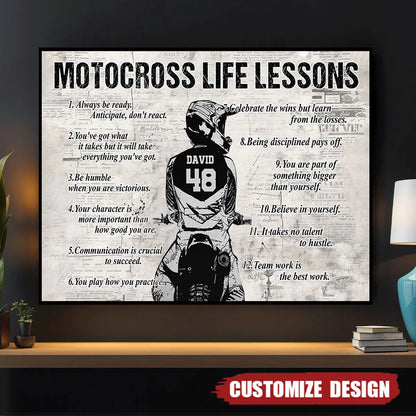 Motocross Life Lessons Poster / Canvas - Personalized Custom Name Gift