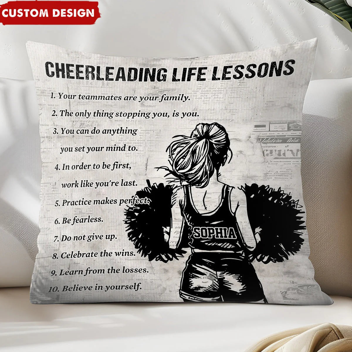 Personalized Cheerleading Life Lessons Girl Pillow - Gift For Cheerleading Lovers