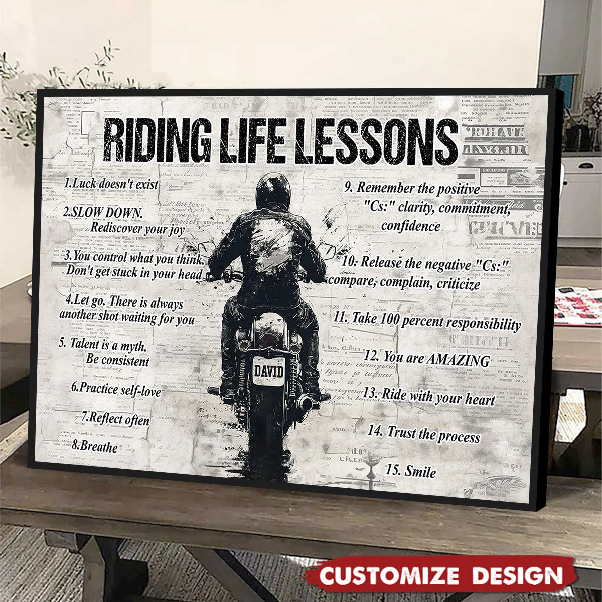 Personalized Quote Riding Life Lessons Poster / Canvas - Motivational Gift For Biker