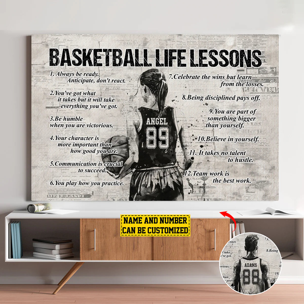 Basketball Life Lessons - Personalized Custom Poster / Canvas