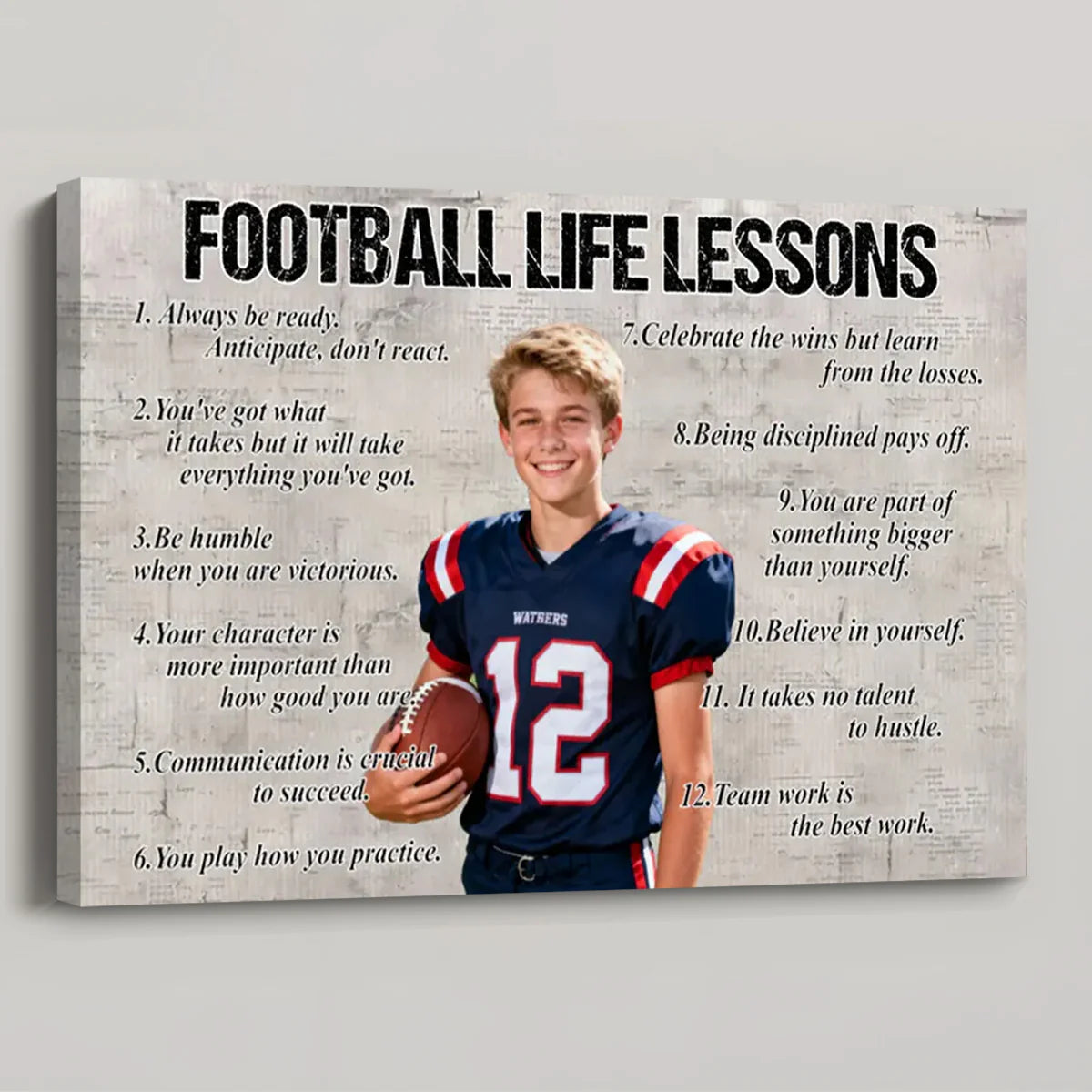 Personalized Football Life Lessons Poster / Canvas - Custom Photo Gift For Football Lovers