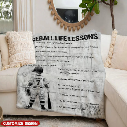 Baseball Life Lessons - Personalized Baseball Blanket