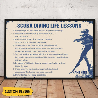 Personalized Scuba Diving Life Lessons Poster / Canvas - Gift For Diving Lovers