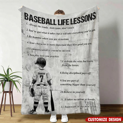 Baseball Life Lessons - Personalized Baseball Blanket