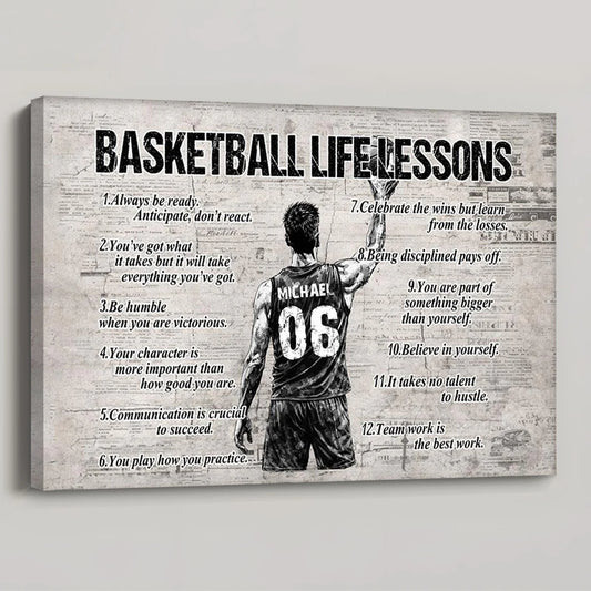 Personalized Basketball Life Lessons Poster / Canvas - Gift for Basketball Lovers
