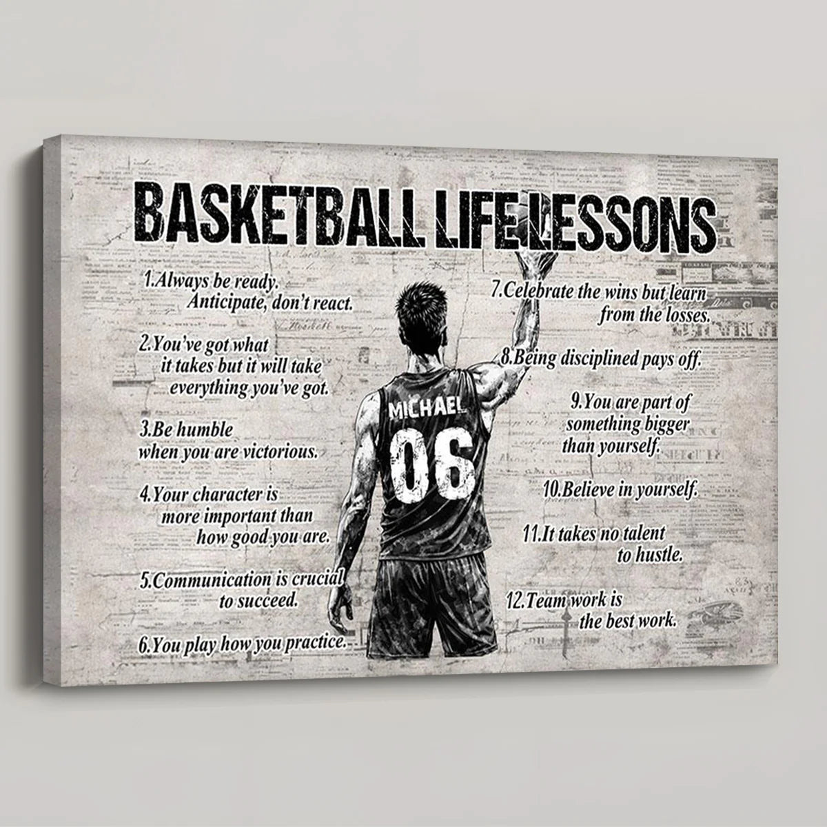 Personalized Basketball Life Lessons Poster / Canvas - Gift for Basketball Lovers