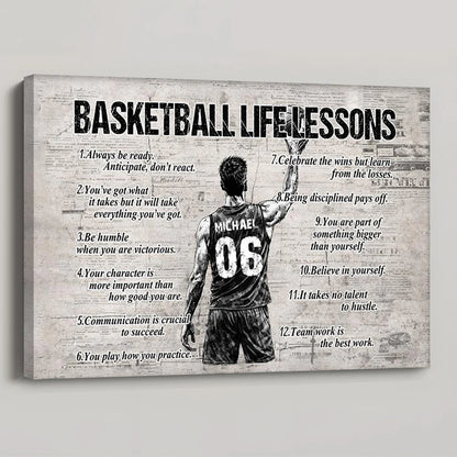 Personalized Basketball Life Lessons Poster / Canvas - Gift for Basketball Lovers