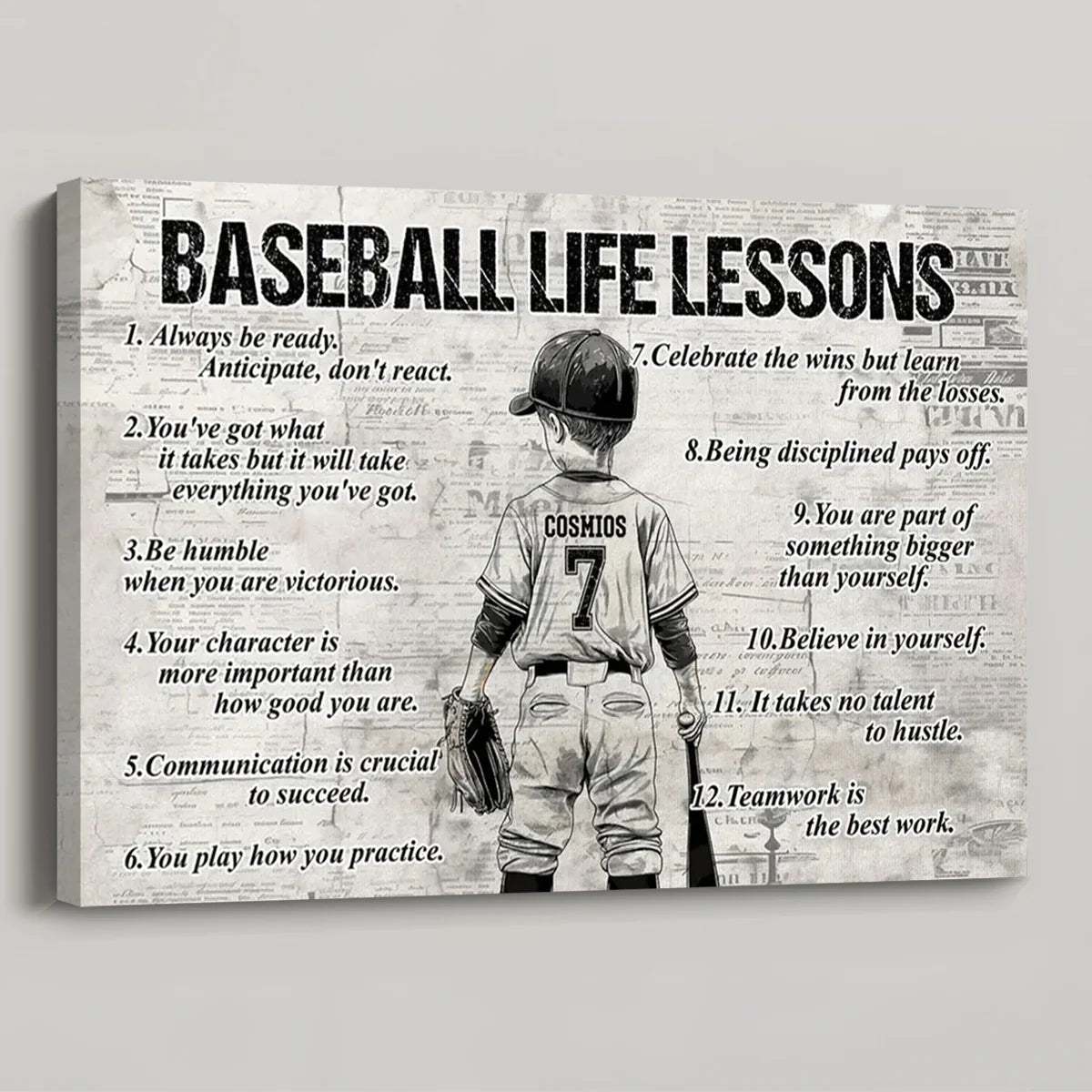 Baseball Life Lessons - Personalized Canvas / Poster for Kids