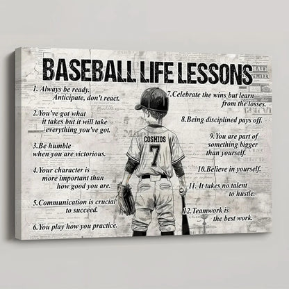 Baseball Life Lessons - Personalized Canvas / Poster for Kids