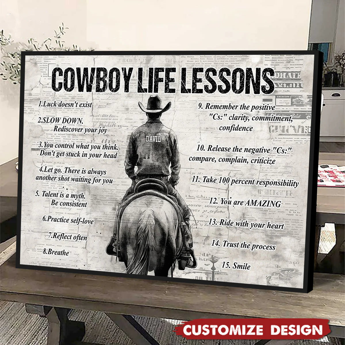 Personalized Cowboy Life Lessons Poster / Canvas - Gift For Cowboy