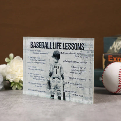 Personalized Baseball Life Lessons Acrylic Plaque - Gift for Boys & Baseball Lovers