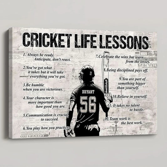 Personalized Cricket Life Lessons Poster / Canvas - Gift For Cricket Lovers