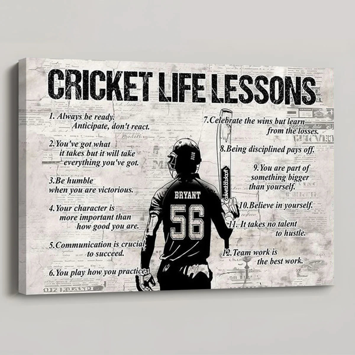 Personalized Cricket Life Lessons Poster / Canvas - Gift For Cricket Lovers