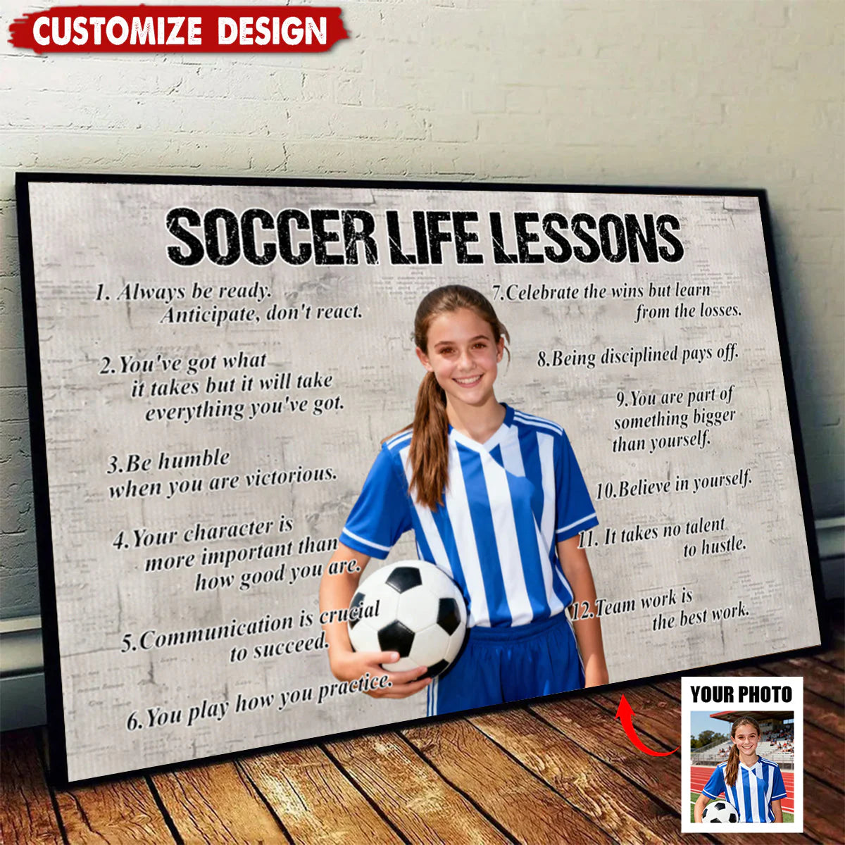 Personalized Soccer Life Lessons Poster / Canvas - Custom Photo Gift For Soccer Lovers