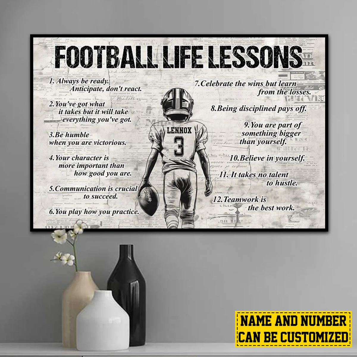 Personalized American Football Life Lessons Boy Poster / Canvas - Gift For American Football Lovers