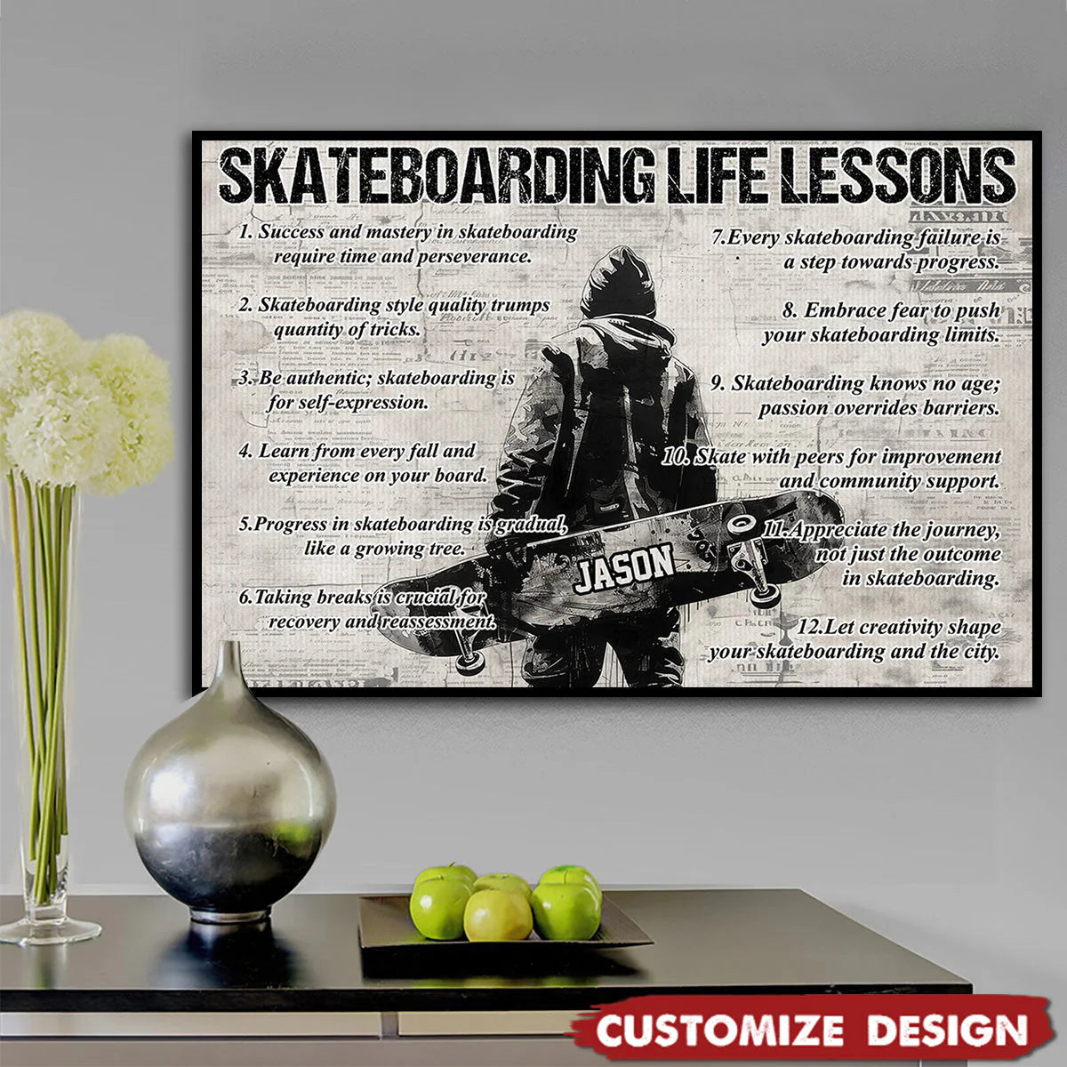 Personalized Skateboarding Life Lessons Poster / Canvas - Gift For Skateboarding Lovers