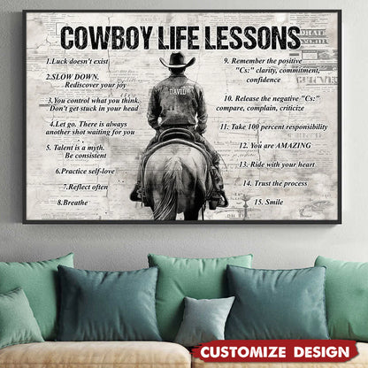 Personalized Cowboy Life Lessons Poster / Canvas - Gift For Cowboy
