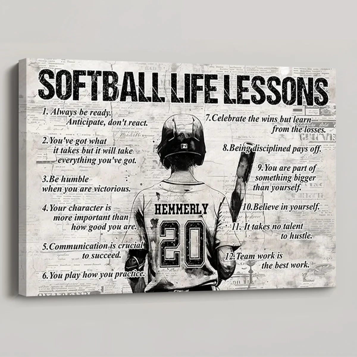 Personalized Softball Life Lessons Poster / Canvas - Custom Gift For Softball Lovers