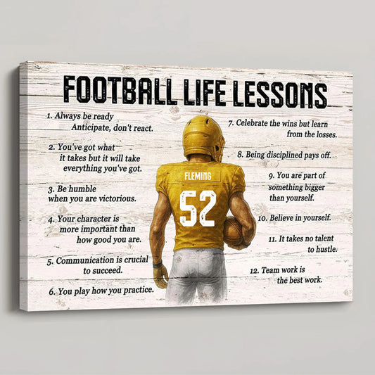 Personalized Football Life Lessons Poster / Canvas - Custom Gift for Teen Boys