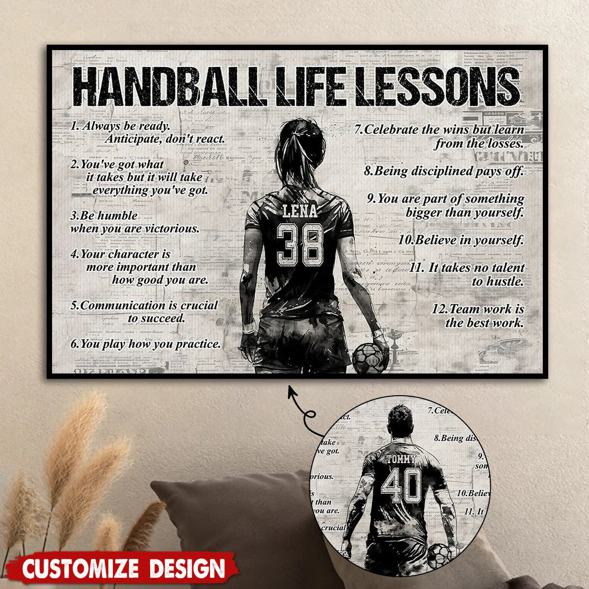 Personalized Handball Life Lessons Poster / Canvas - Gift For Handball Lovers