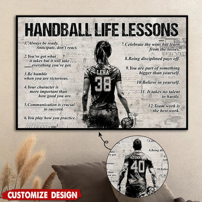 Personalized Handball Life Lessons Poster / Canvas - Gift For Handball Lovers