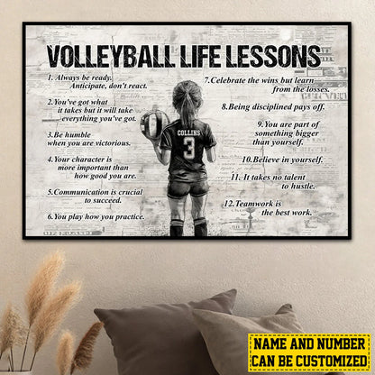 Personalized Volleyball Life Lessons Canvas / Poster - Gift for Girls & Volleyball Lovers