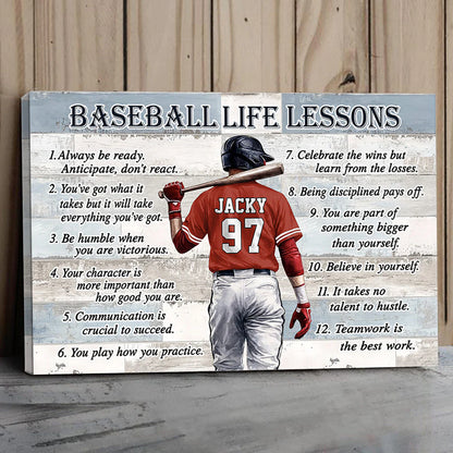 Personalized Baseball & Softball Life Lessons Poster / Canvas - Gift for Sports Families