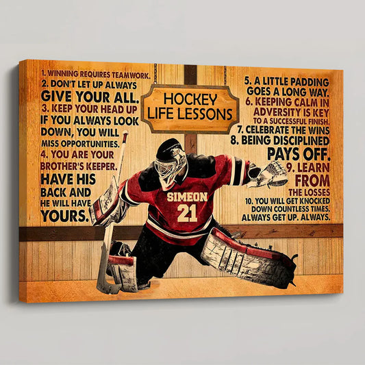 Personalized Hockey Life Lessons Poster / Canvas - Custom Gift for Hockey Sons