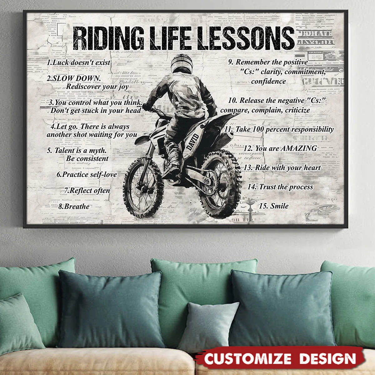Personalized Riding Life Lessons Poster / Canvas - Gift for Bikers & Motorcycle Lovers