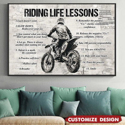 Personalized Riding Life Lessons Poster / Canvas - Gift for Bikers & Motorcycle Lovers
