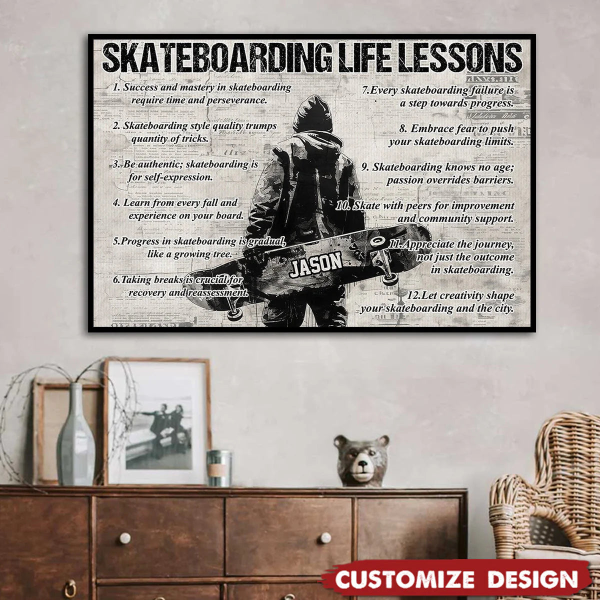 Personalized Skateboarding Life Lessons Poster / Canvas - Gift For Skateboarding Lovers