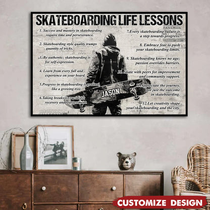 Personalized Skateboarding Life Lessons Poster / Canvas - Gift For Skateboarding Lovers