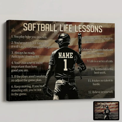 Personalized American Softball Life Lesson Poster / Canvas - Gift For Softball Lovers