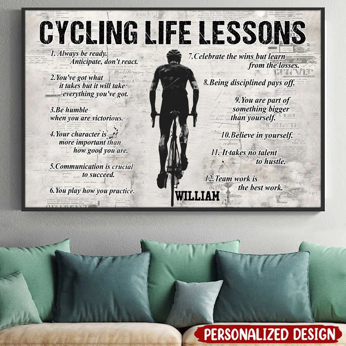 Personalized Cycling Life Lessons Poster / Canvas - Custom Gift For Cycling Lovers