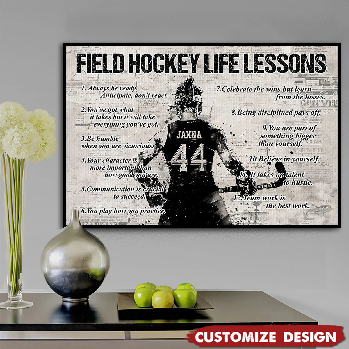 Personalized Field Hockey Life Lessons Poster / Canvas - Gift For Field Hockey Lovers