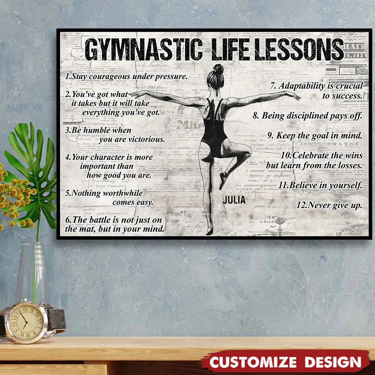 Personalized Gymnastics Life Lessons Girl Poster / Canvas - Gift for Gymnastics Lovers