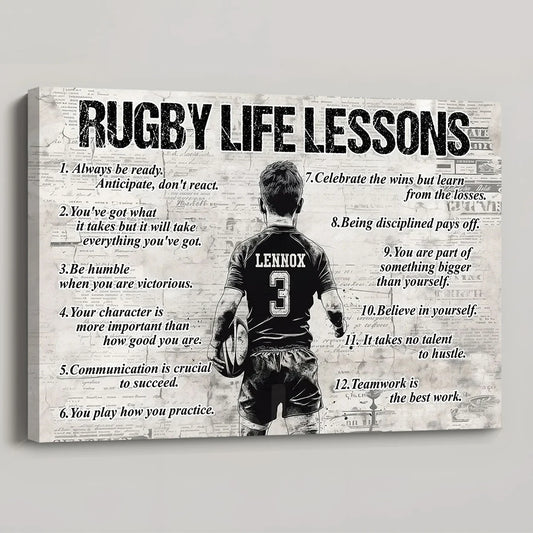 Personalized Rugby Life Lessons Poster / Canvas - Gift for Boys & Rugby Lovers