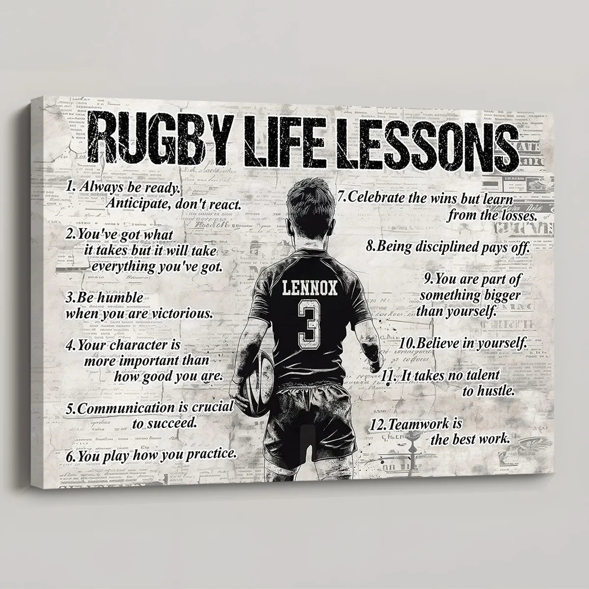 Personalized Rugby Life Lessons Poster / Canvas - Gift for Boys & Rugby Lovers