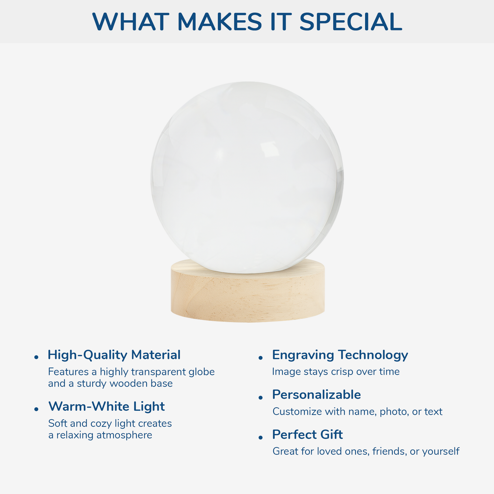 Personalised Photo Crystal Ball Lamp - Custom Gift For New Mum
