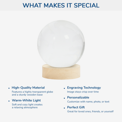 Personalised Forever Loved Crystal Ball Lamp - Photo Memorial Gift for Mum & Dad