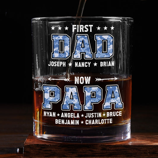 First Dad Now Grandpa - Personalized Whiskey Glass