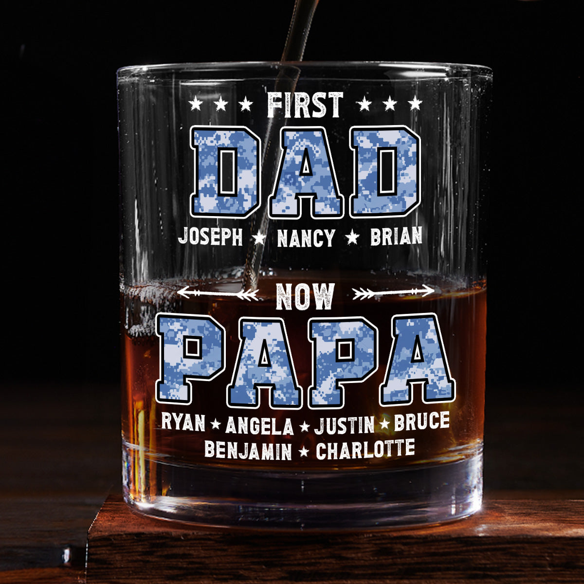 First Dad Now Grandpa - Personalized Whiskey Glass