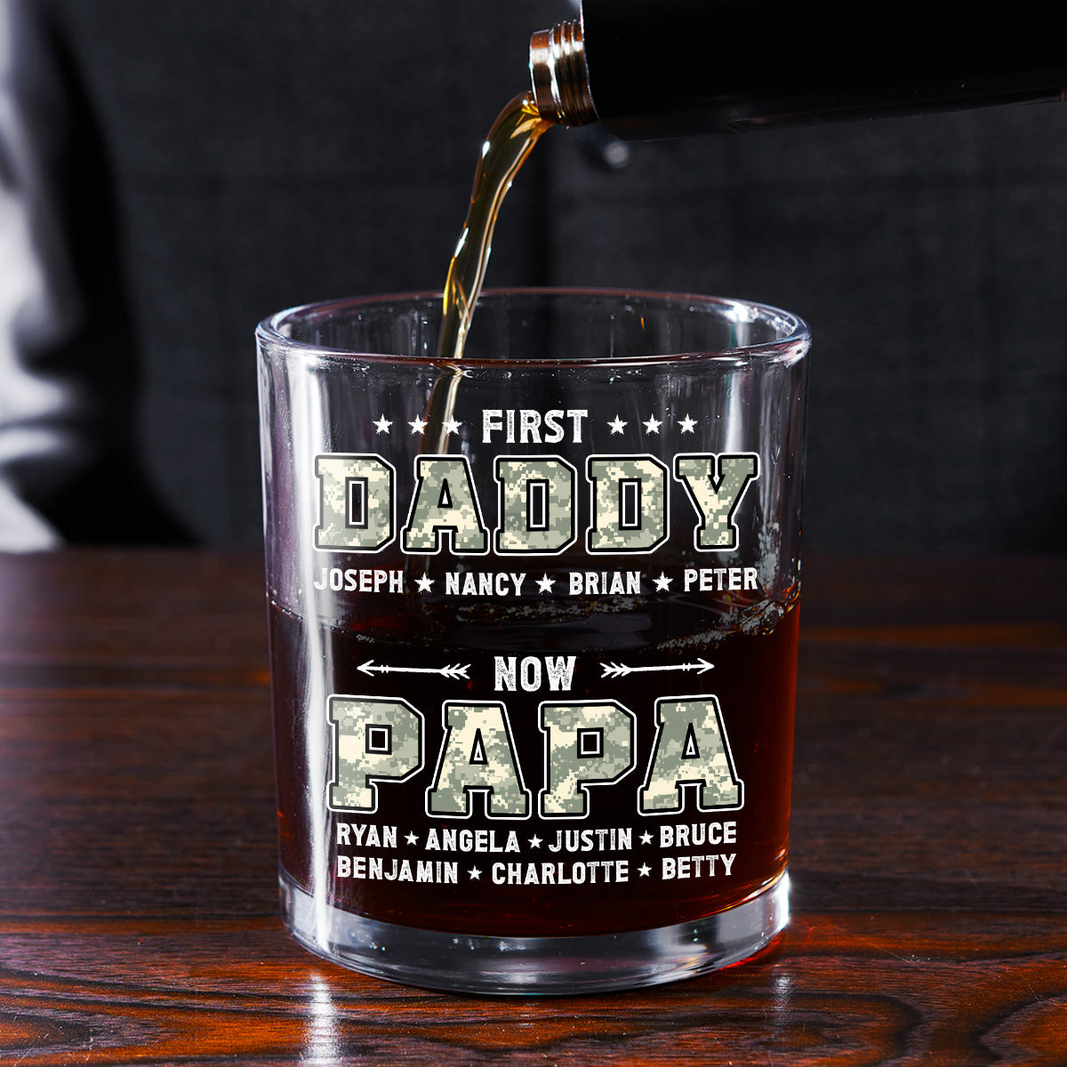 First Dad Now Grandpa - Personalized Whiskey Glass
