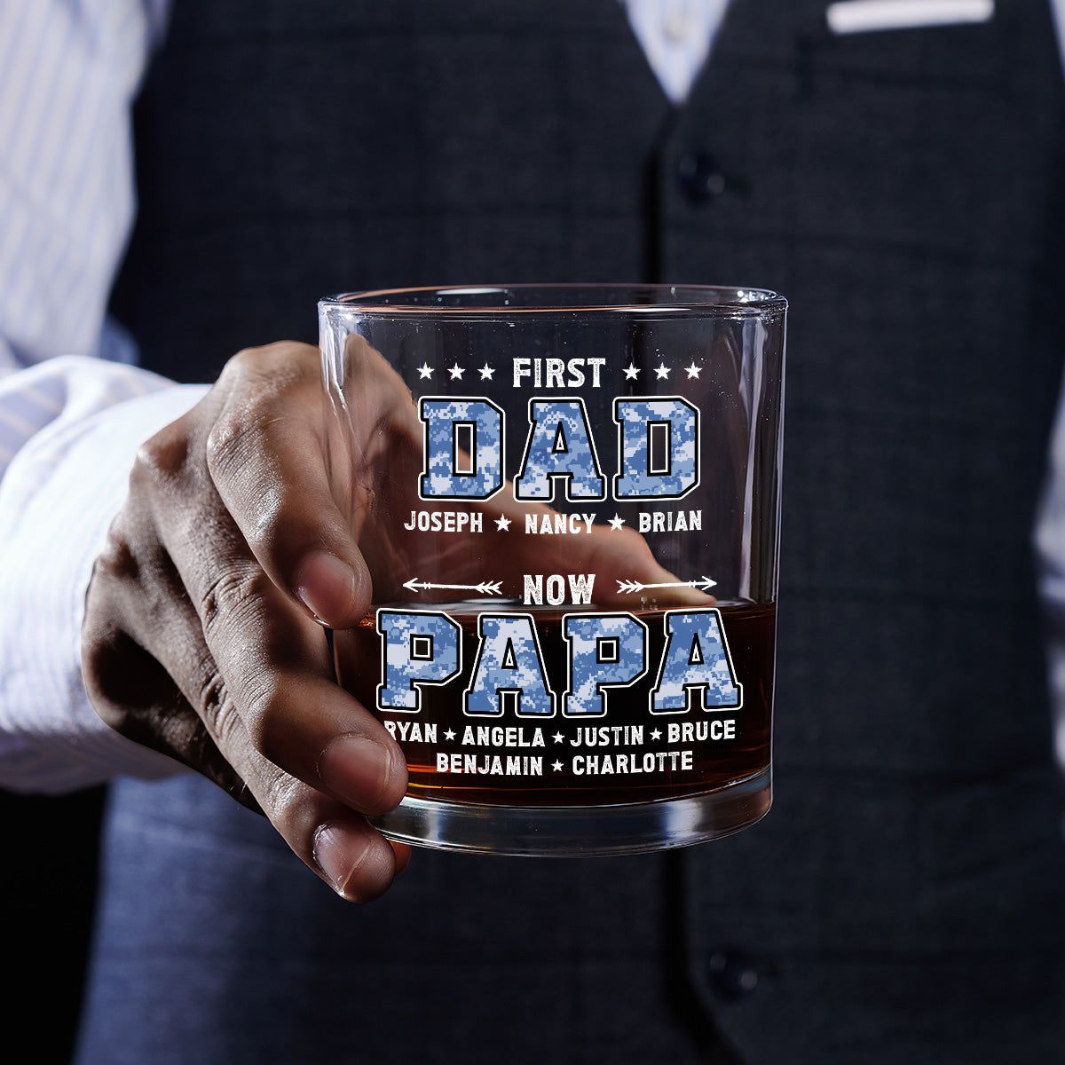 First Dad Now Grandpa - Personalized Whiskey Glass