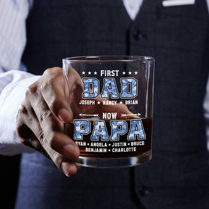 First Dad Now Grandpa - Personalized Whiskey Glass